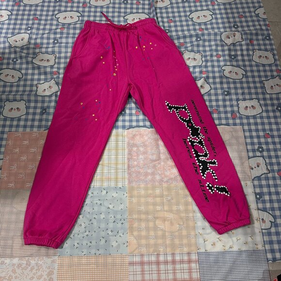 Sp5der Rose-Red Casual Pants - Picture 1 of 6